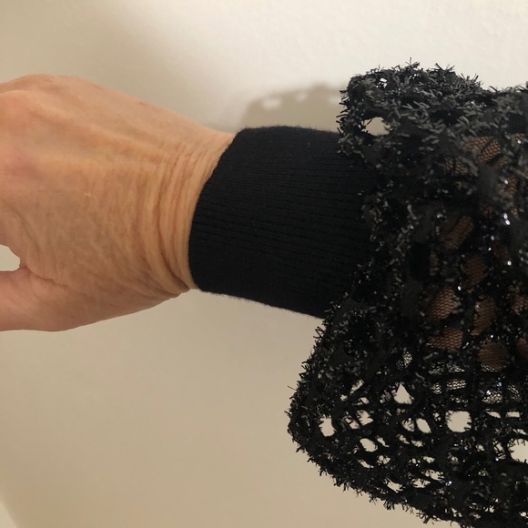 Sioni Black Blouse soft sweater sleeves long with mesh - Picture 6 of 7